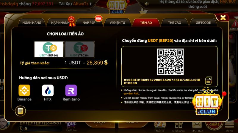 Sử dụng USDT mạng TRC20 để nạp vốn ẩn danh, bảo mật