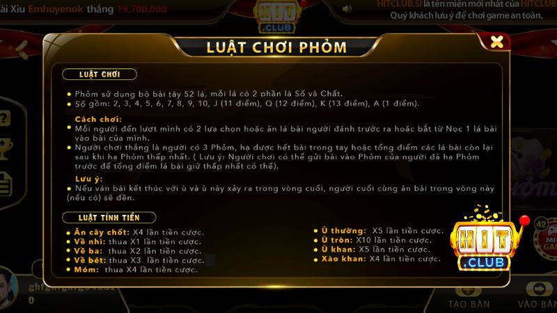 Nắm vững luật chơi và thuật ngữ cơ bản khi đánh Phỏm Hitclub