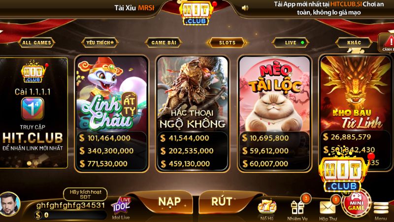 Sảnh game nổ hũ đa dạng chủ đề và quỹ thưởng khổng lồ